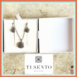 ✨NIB/Ti Sento-Milano/925 Silver, Classic Pendant Necklace & Earrings
